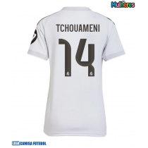 Camisa de Futebol Real Madrid Aurelien Tchouameni #14 Equipamento Principal Mulheres 2025-26 Manga Curta